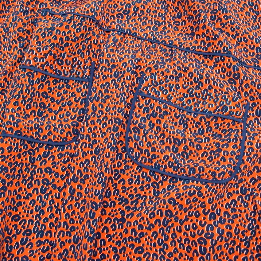 Women's Louis Vuitton Orange Leopard Print Silk Draped Short Sleeve Dress - Size US 10