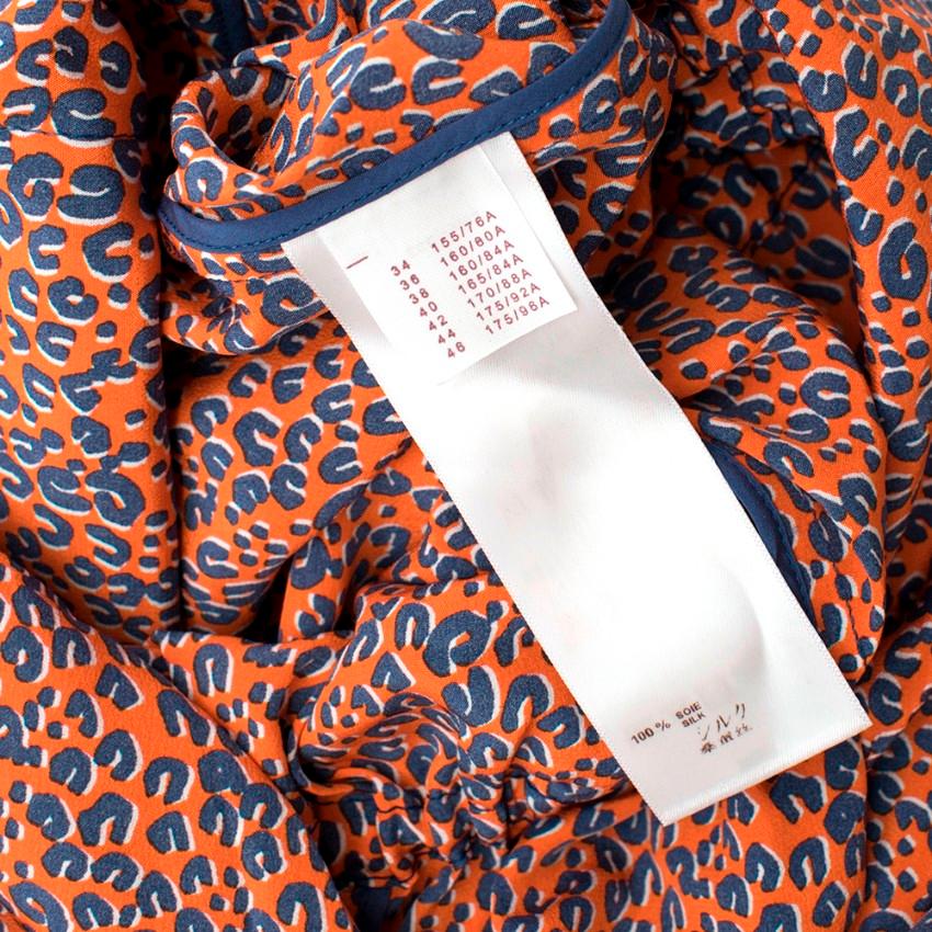 Louis Vuitton Orange Leopard Print Silk Draped Short Sleeve Dress - Size US 10 1