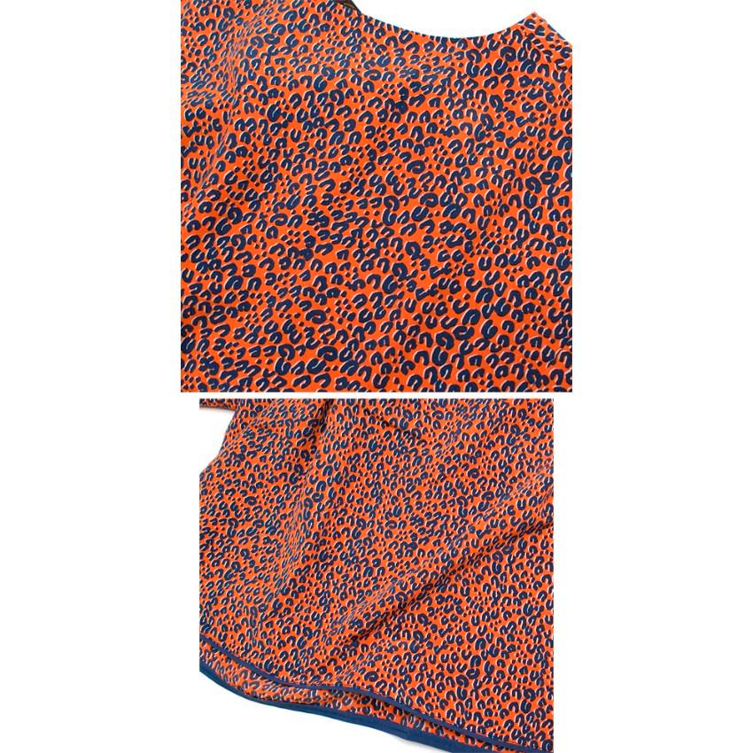 Louis Vuitton Orange Leopard Print Silk Draped Short Sleeve Dress - Size US 10 2