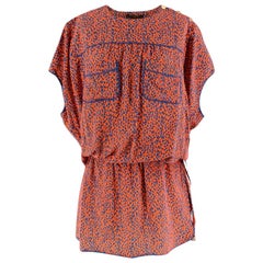 Louis Vuitton Orange Leopard Print Silk Draped Short Sleeve Dress - Size US 10