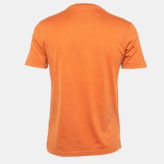 Louis Vuitton Orange Logo Embroidered Cotton Crew Neck T-Shirt M