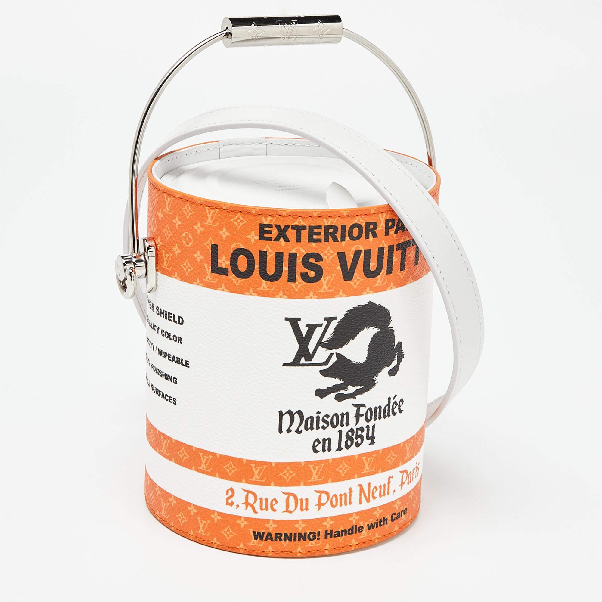 Men's Louis Vuitton Orange Monogram Canvas LV Paint Can Bucket Bag For Sale