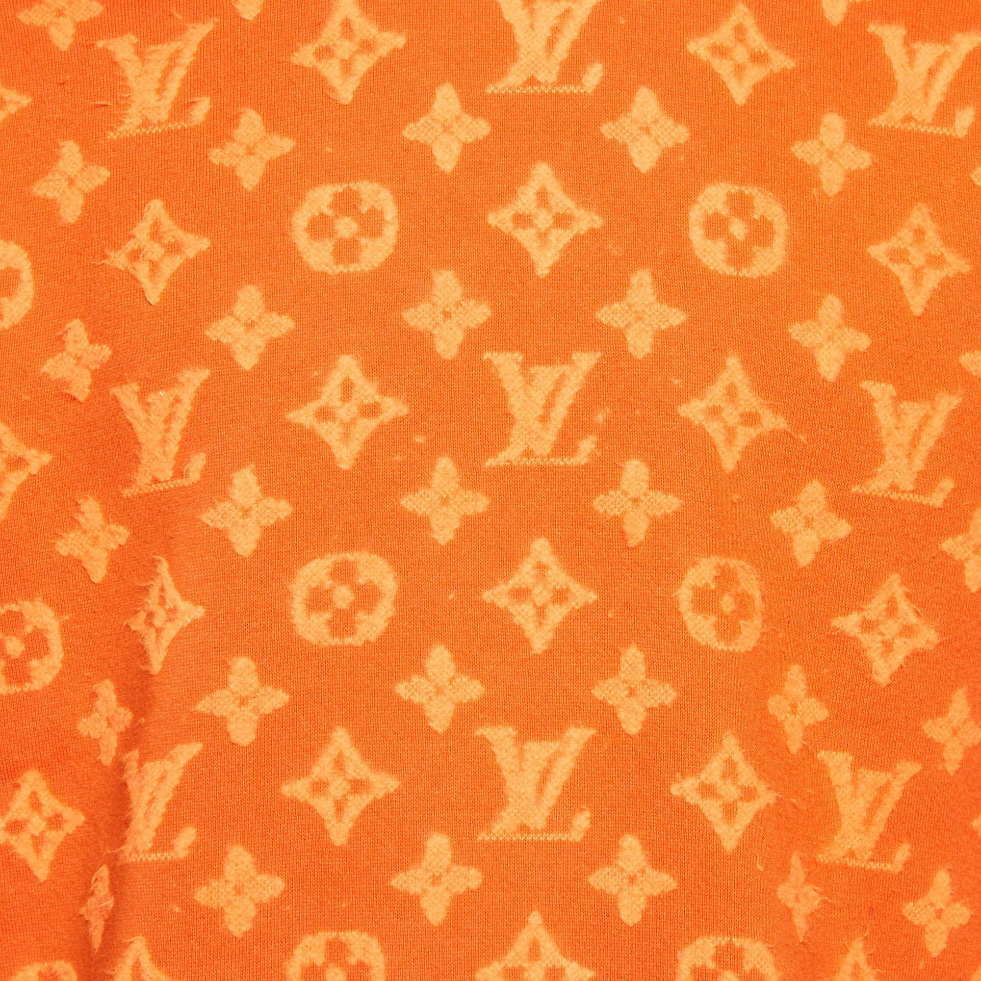 Louis Vuitton Orange Monogram Knit Crew Neck Sweatshirt M In Good Condition In Dubai, Al Qouz 2