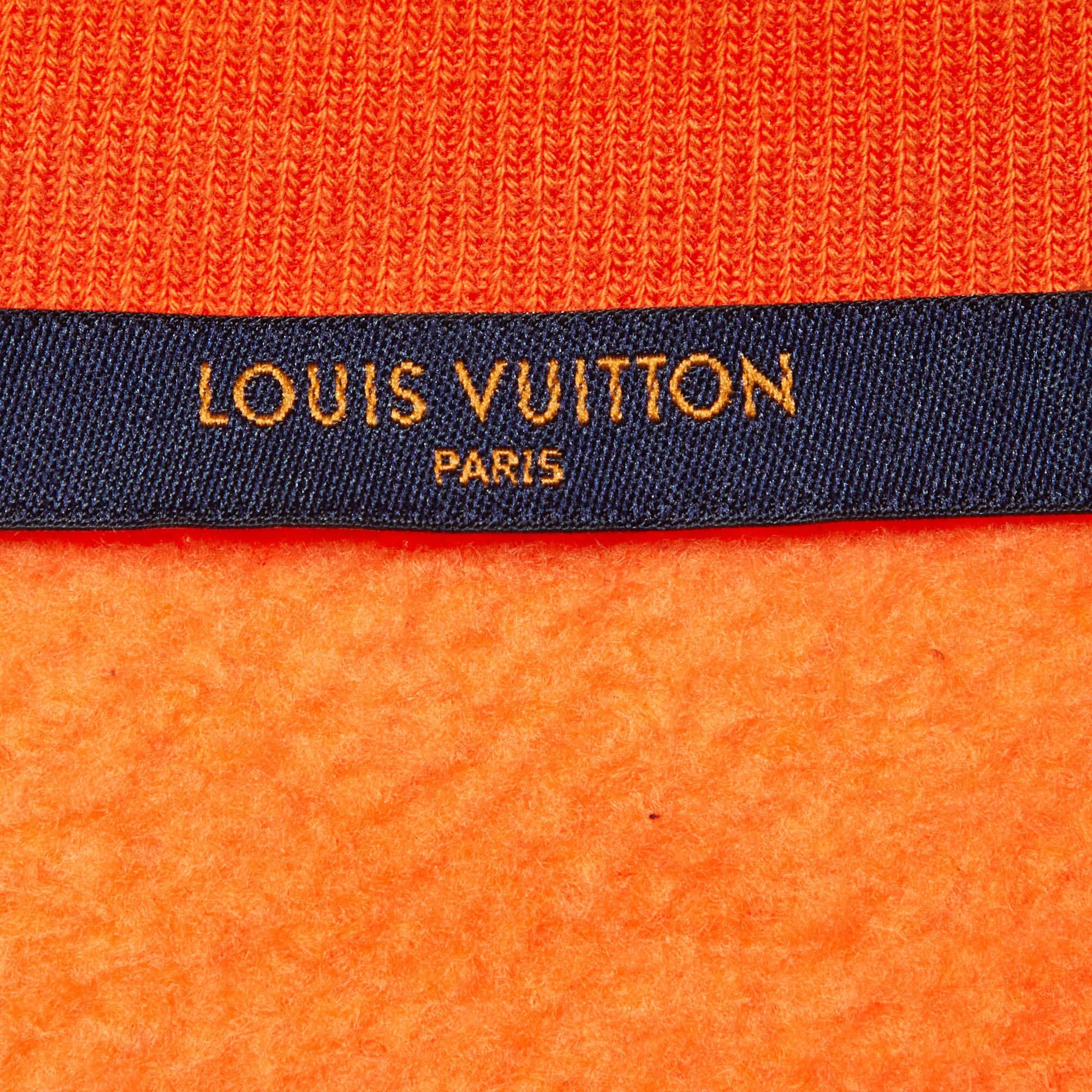 Louis Vuitton Orange Monogram Knit Crew Neck Sweatshirt M 1