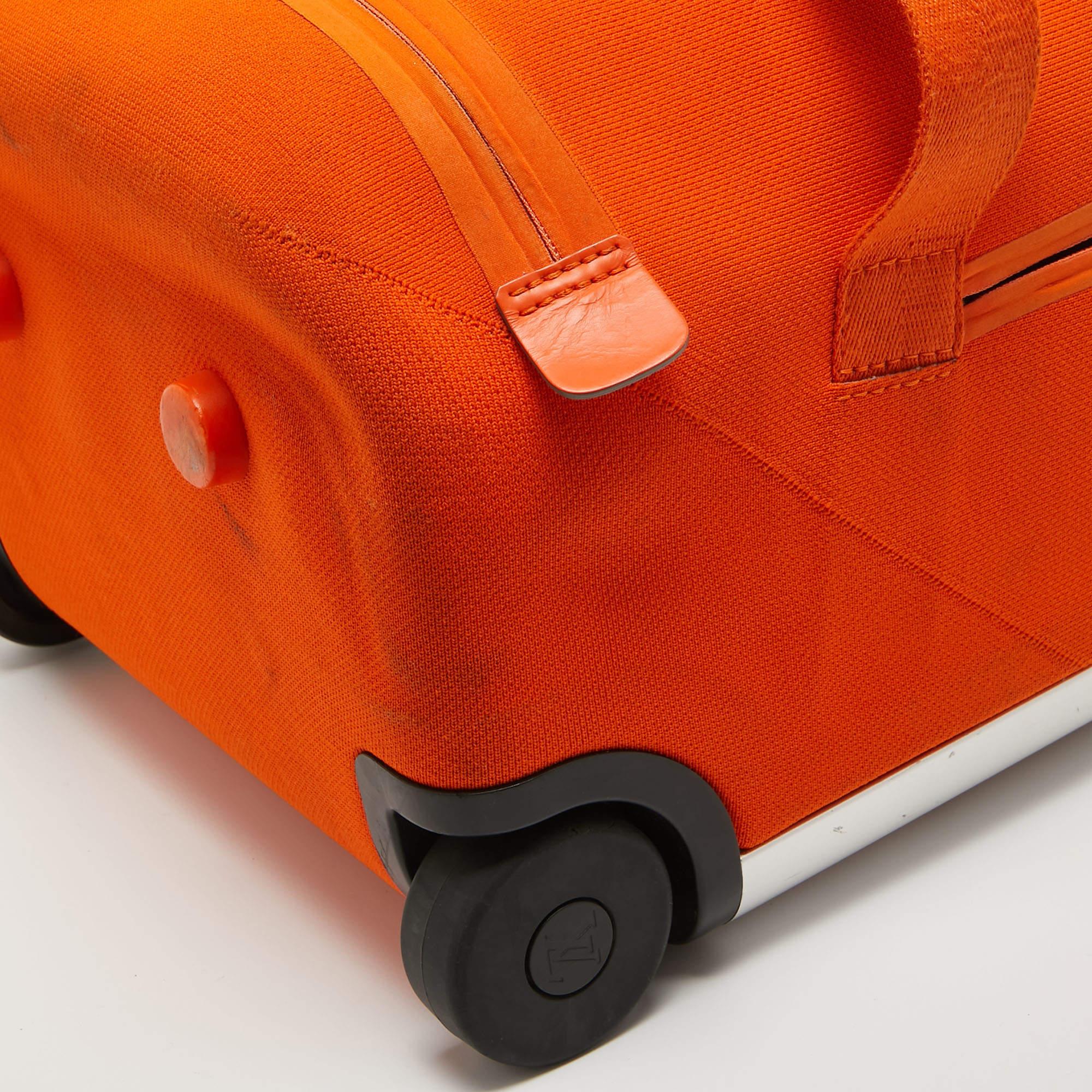 Louis Vuitton Orange Monogram Knit Horizon Soft Duffle 55 Rolling Luggage 6
