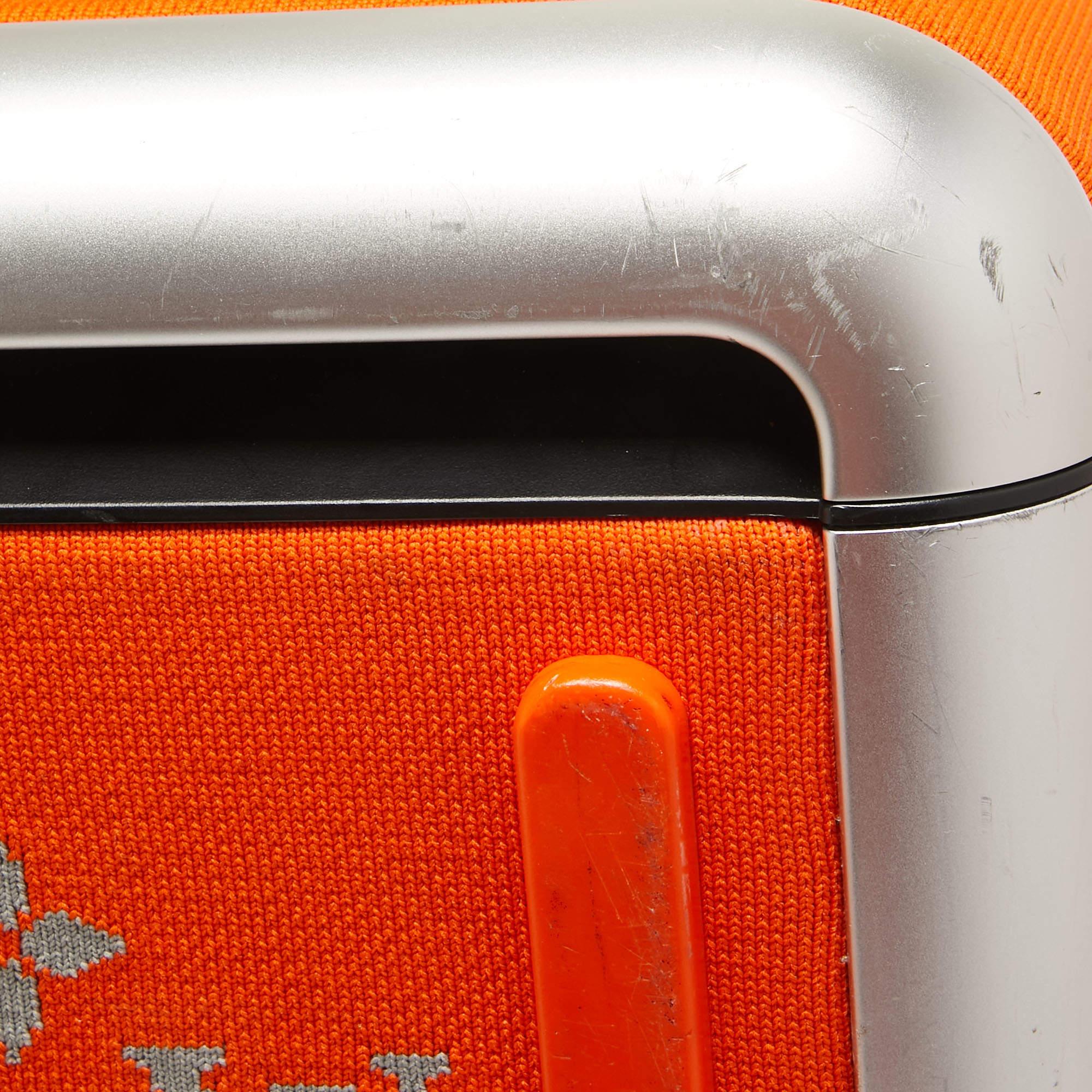 Louis Vuitton Orange Monogram Knit Horizon Soft Duffle 55 Rolling Luggage 6