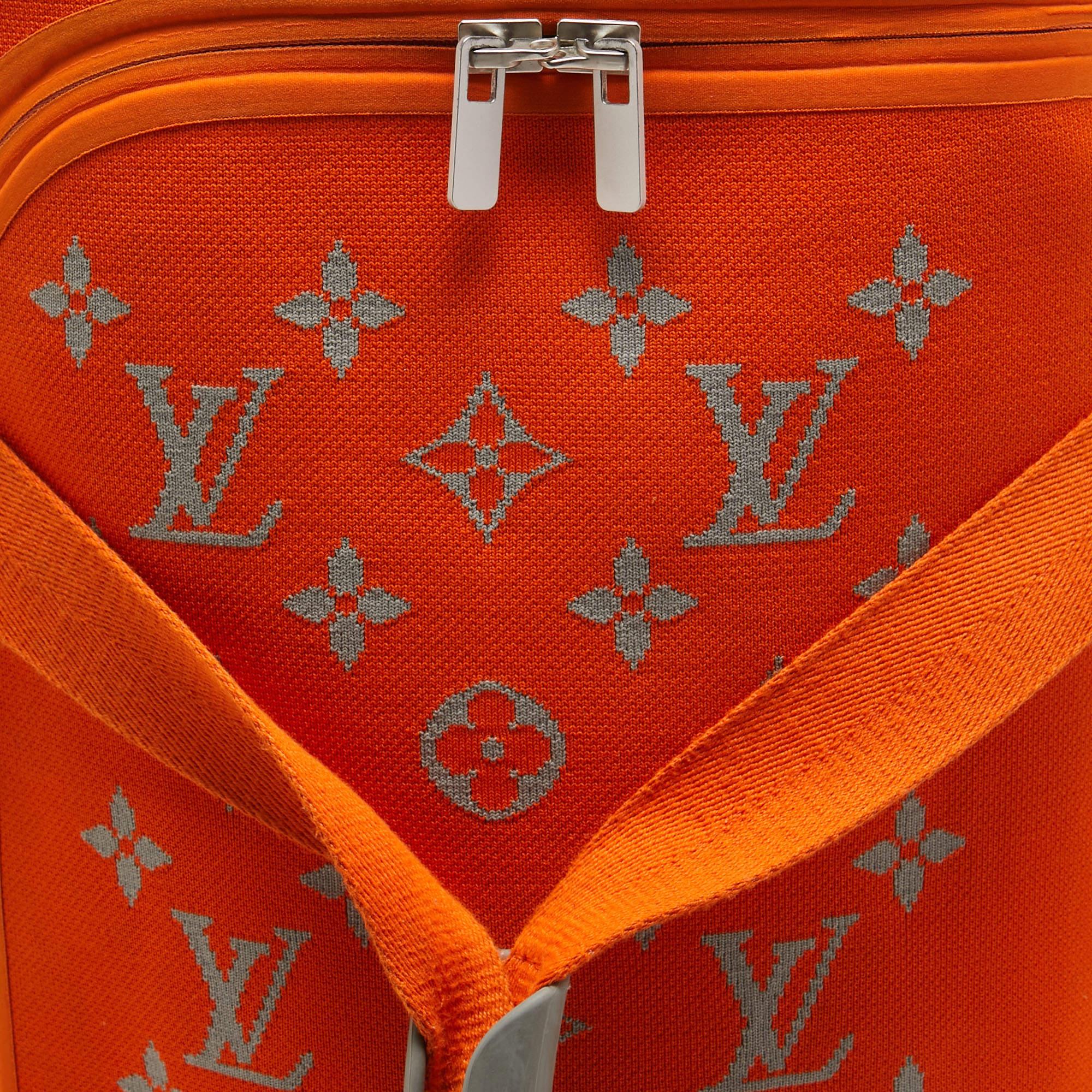 Louis Vuitton Orange Monogram Knit Horizon Soft Duffle 55 Rolling Luggage 13