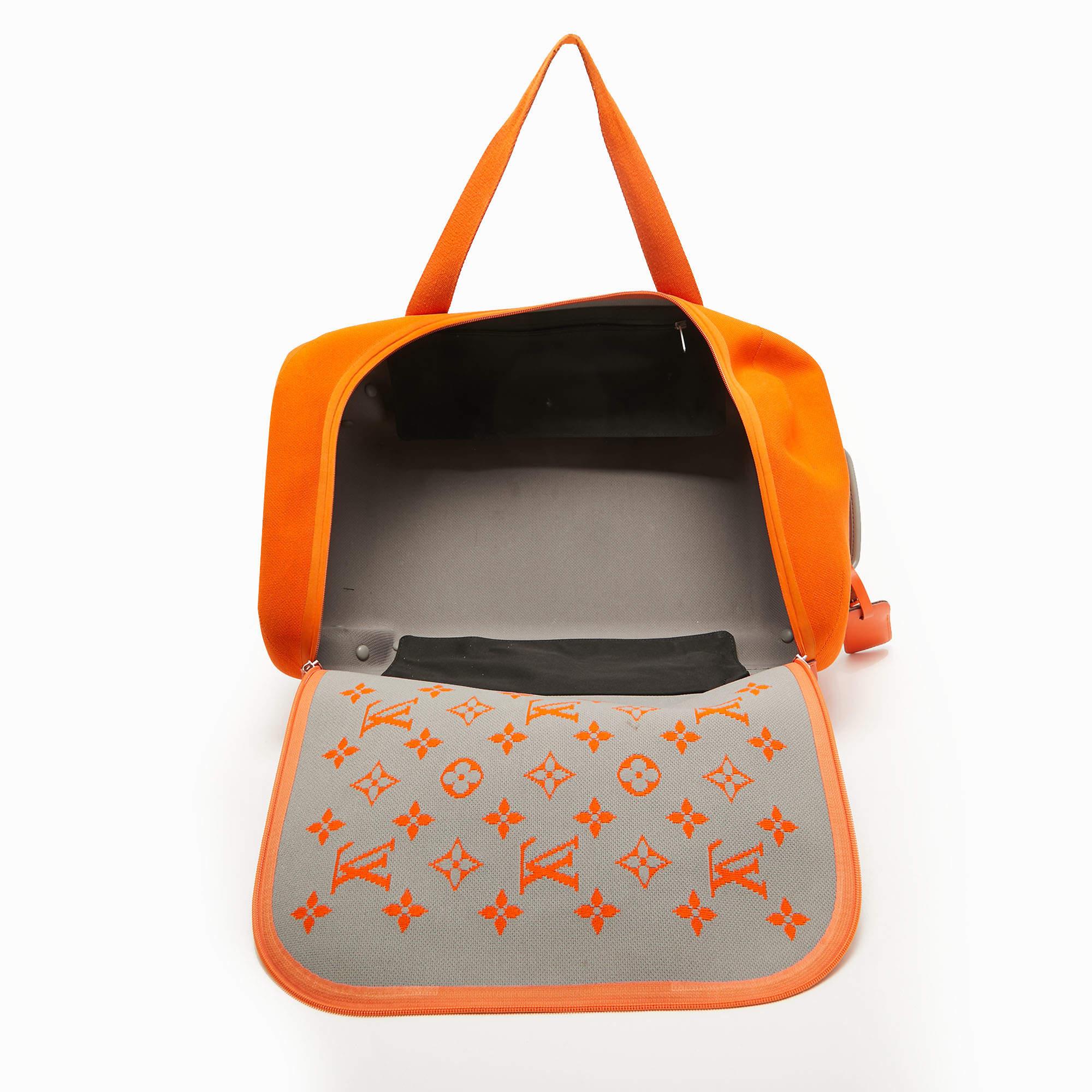 Louis Vuitton Orange Monogram Knit Horizon Soft Duffle 55 Rolling Luggage 3