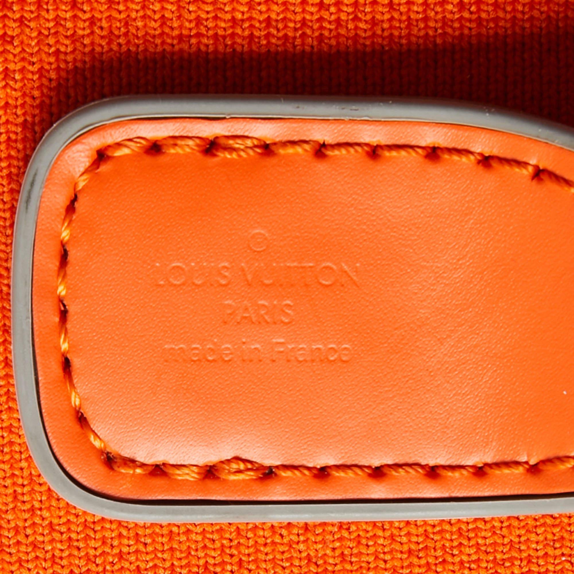 Louis Vuitton Orange Monogram Knit Horizon Soft Duffle 55 Rolling Luggage 5