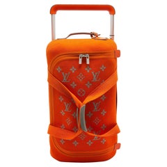 Used Louis Vuitton Orange Monogram Knit Horizon Soft Duffle 55 Rolling Luggage