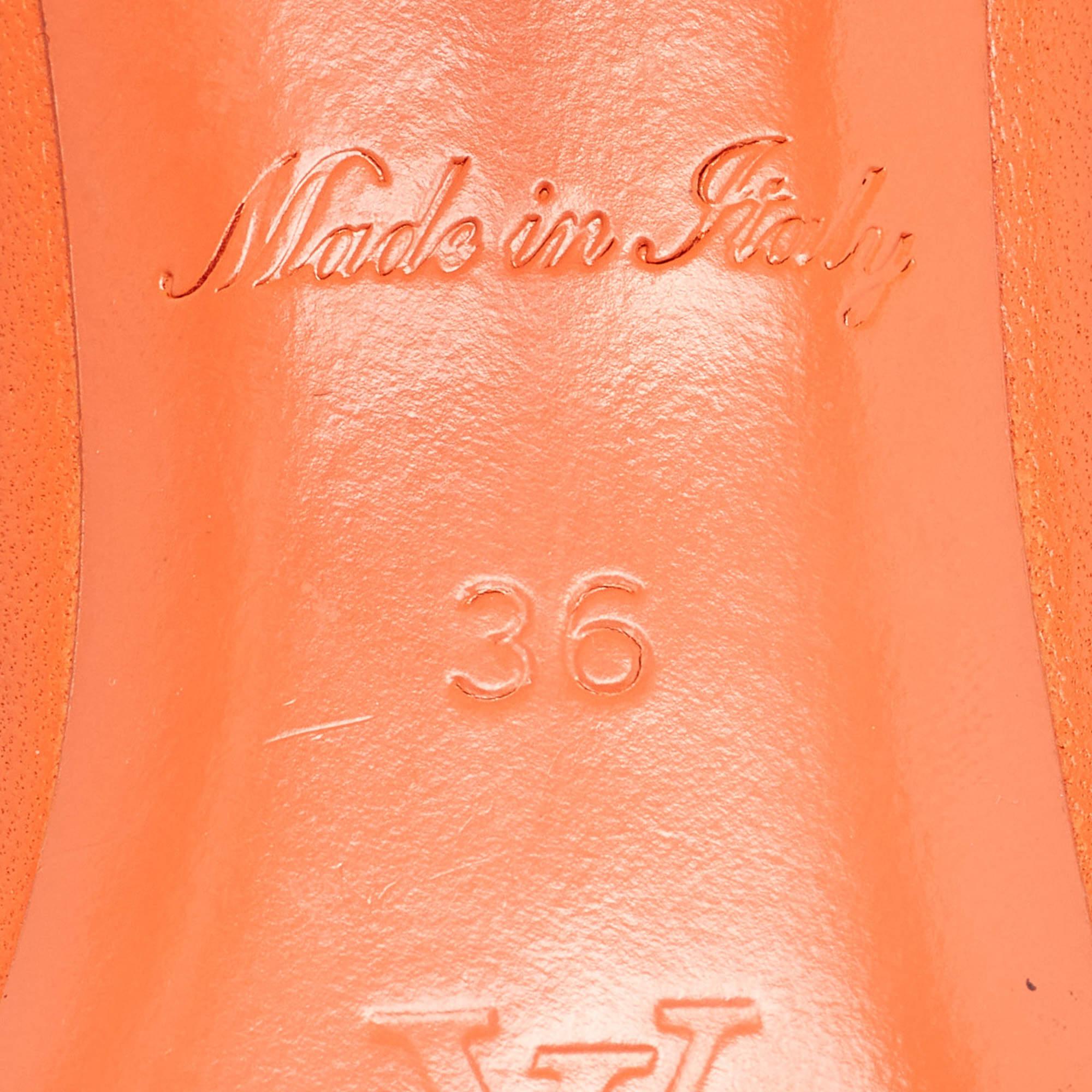 Louis Vuitton Orange Monogram Leather Revival Open Toe Slide Sandals Size 36 In Good Condition For Sale In Dubai, Al Qouz 2