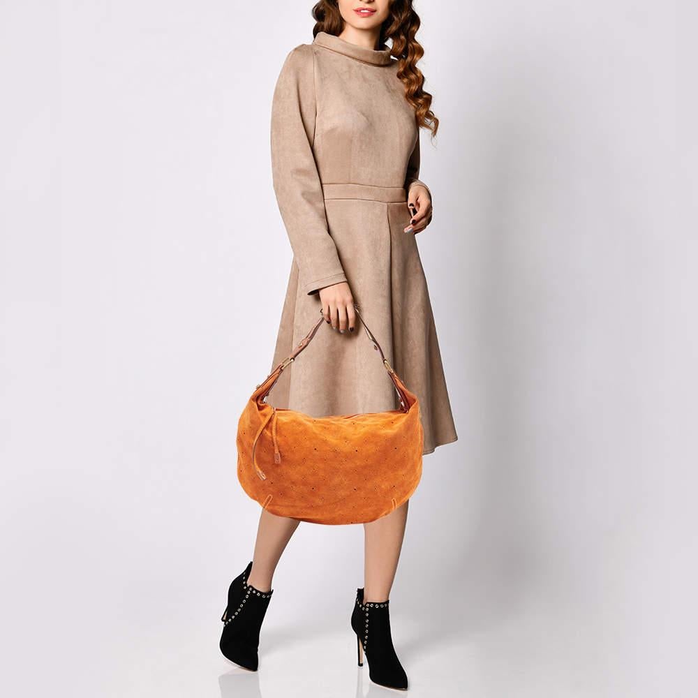 Louis Vuitton Orange Monogram Suede Limited Edition Onatah GM Bag In Good Condition In Dubai, Al Qouz 2
