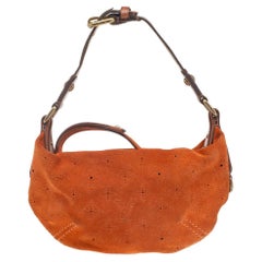 Louis Vuitton Orange Monogram Suede Limited Edition Onatah Fleurs GM Hobo  For Sale at 1stDibs