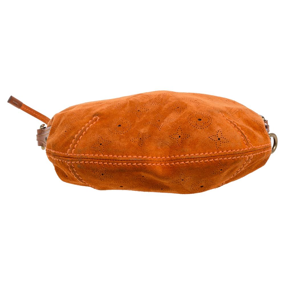 Women's Louis Vuitton Orange Monogram Suede Onatah Fleurs PM Bag