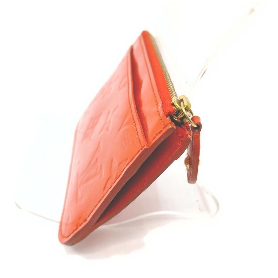 Louis Vuitton Orange Monogram Vernis Key Pouch Pochette Cles NM Keychain 862887 In Good Condition In Dix hills, NY