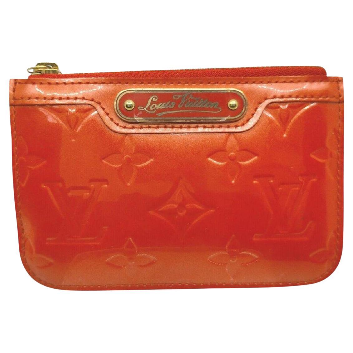 Louis Vuitton Orange Monogram Vernis Key Pouch Pochette Cles NM Keychain 862887