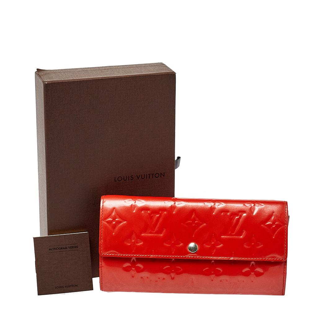 Louis Vuitton Orange Monogram Vernis Sarah Wallet 4