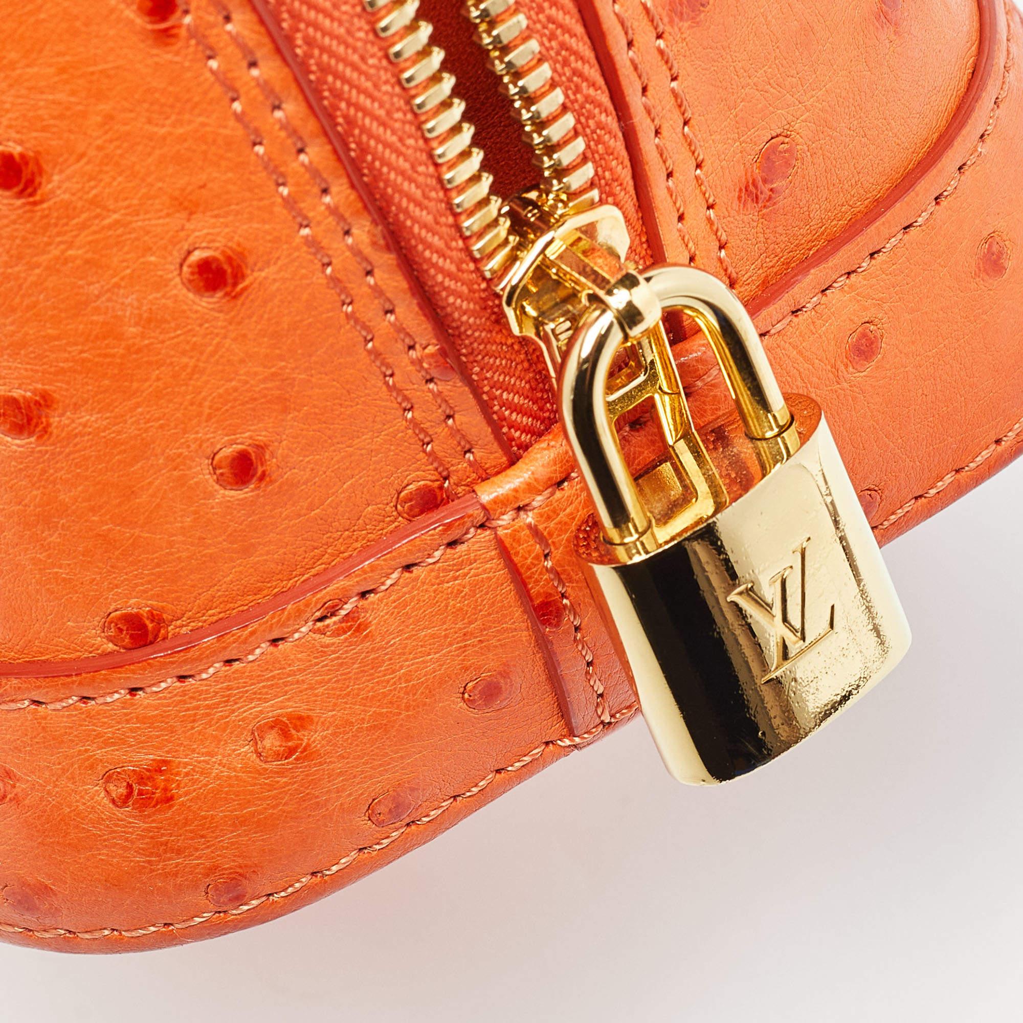 Louis Vuitton Orange Ostrich Alma BB Bag For Sale 8
