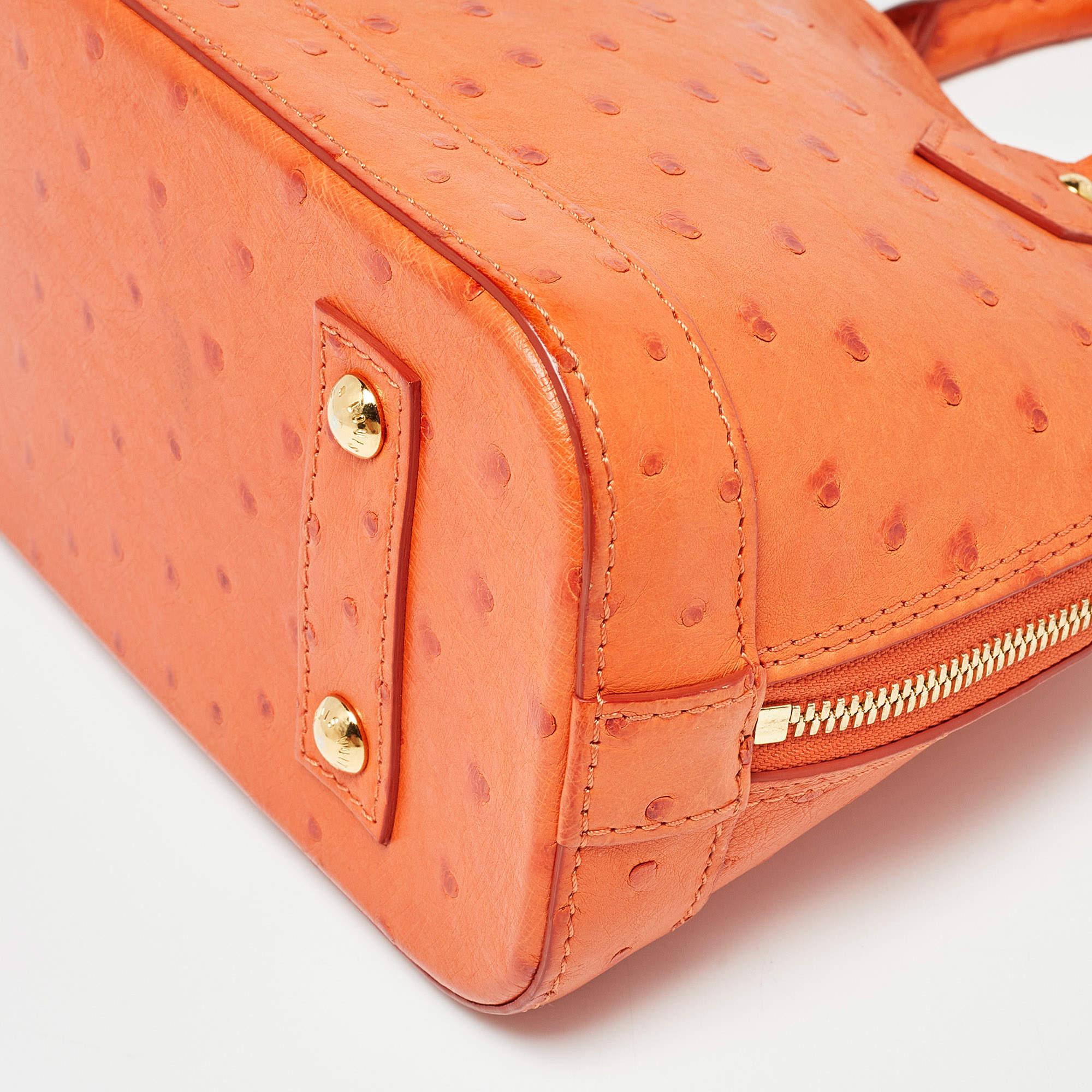 Women's Louis Vuitton Orange Ostrich Alma BB Bag For Sale