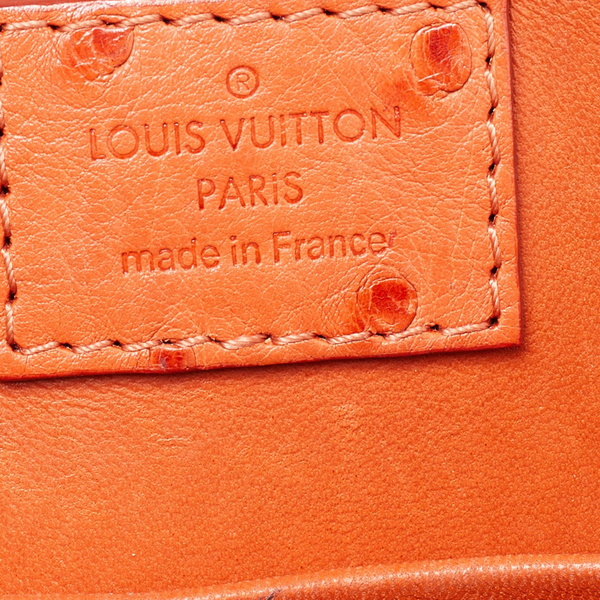 Louis Vuitton Orange Ostrich Alma BB Bag For Sale 4