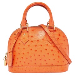 Used Louis Vuitton Orange Ostrich Alma BB Bag
