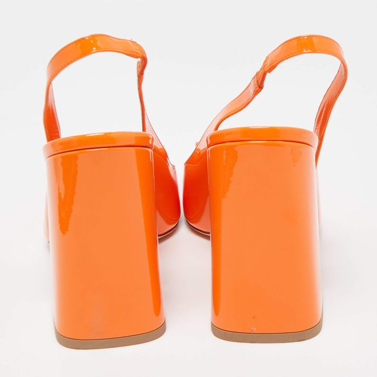Louis Vuitton Orange Patent Leather Shake Slingback Pumps Size 40