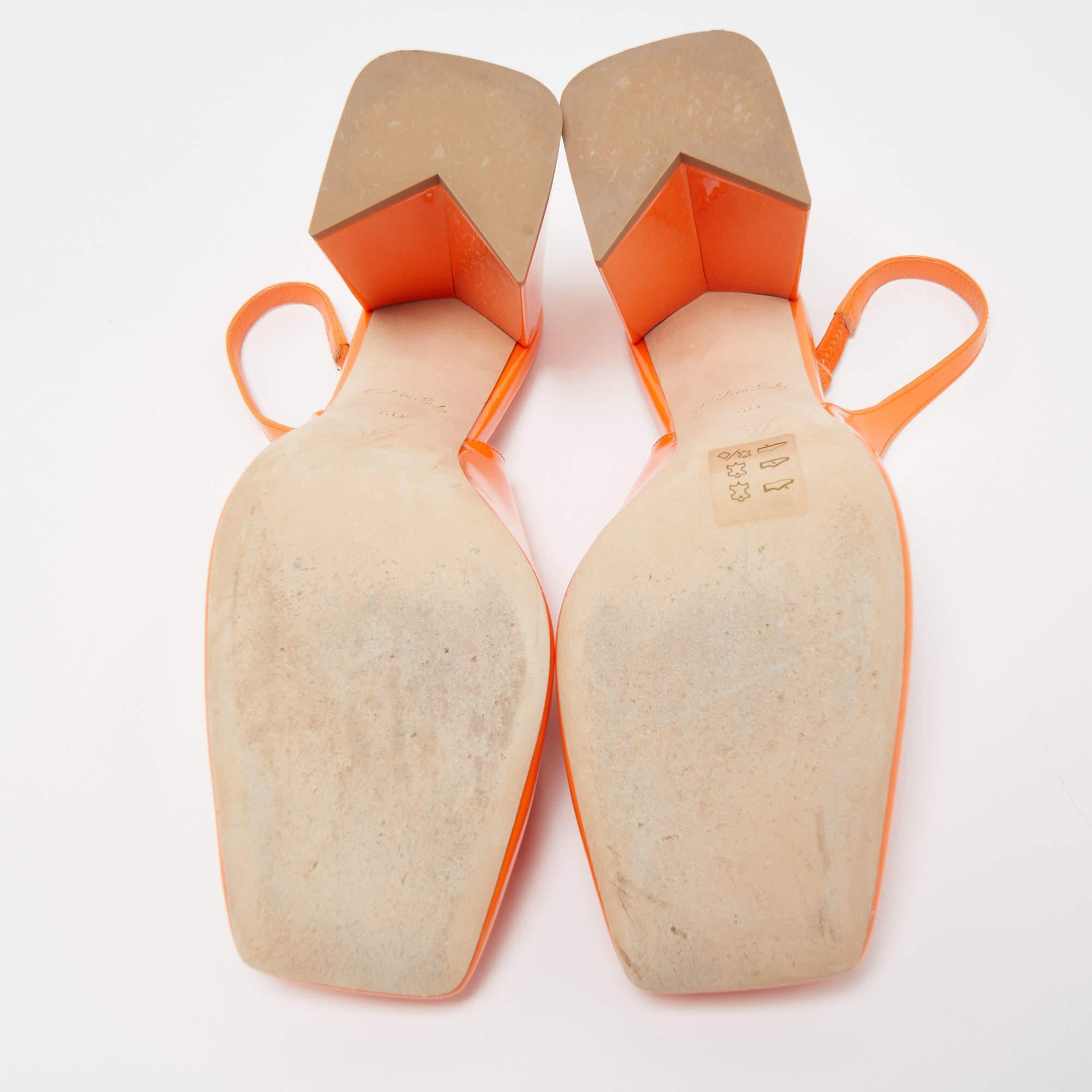 Louis Vuitton Orange Patent Leather Shake Slingback Pumps Size 40 1