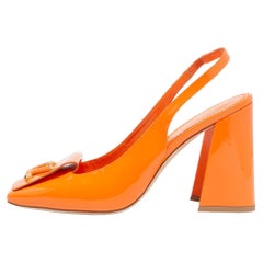 Louis Vuitton Orange Patent Leather Shake Slingback Pumps Size 40