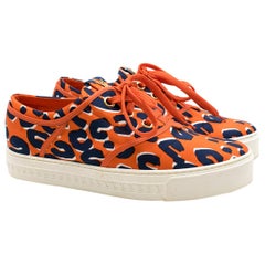 Louis Vuitton Orange Patterned Trainers Size 38