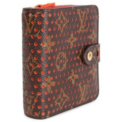 LOUIS VUITTON orange Perforated Monogram Canvas COMPACT ZIP Wallet