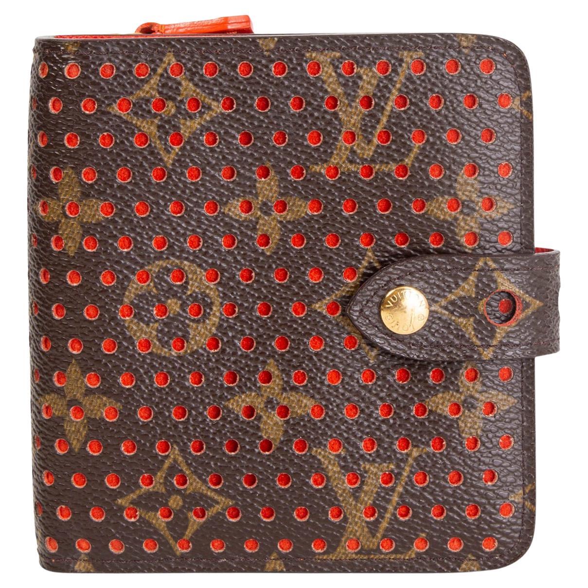 LOUIS VUITTON orange Perforated Monogram Canvas COMPACT ZIP Wallet at