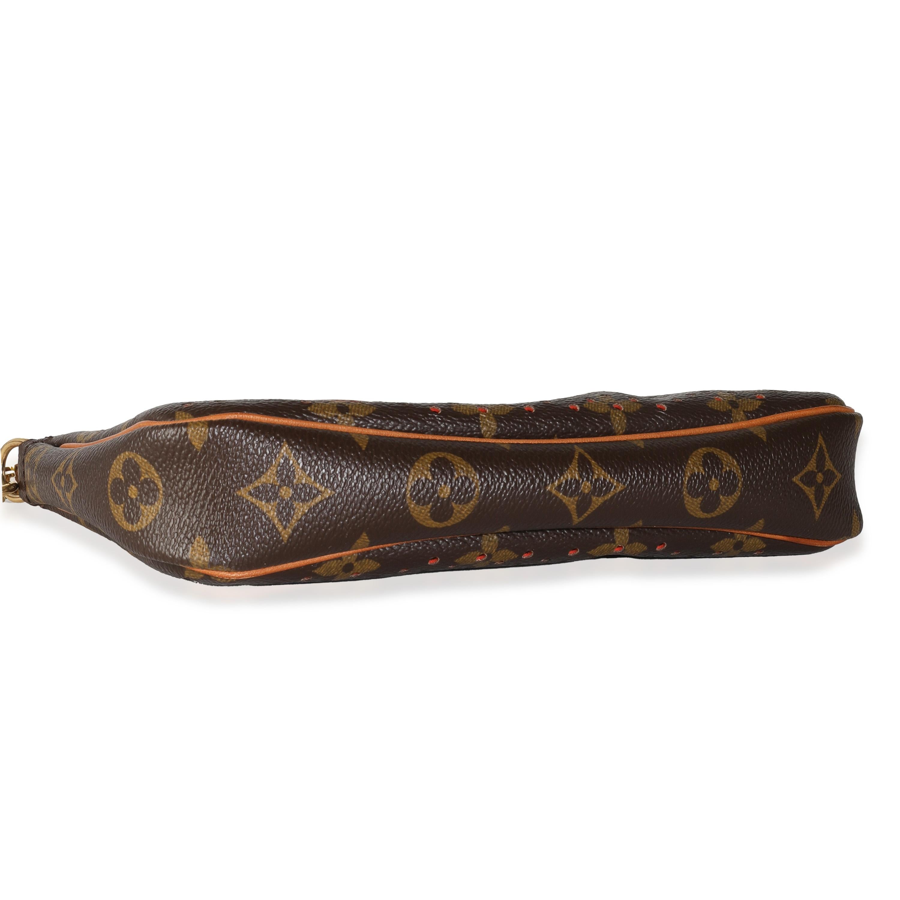 Louis Vuitton Orange Perforated Monogram Canvas Pochette Accessoires For Sale 1