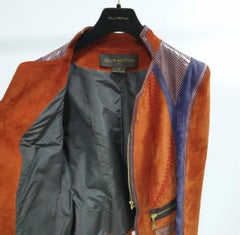 Louis Vuitton Orange Suede Python Trim Leather Jacket