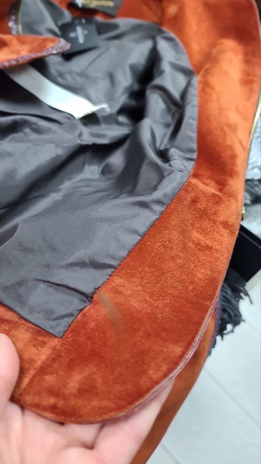 Louis Vuitton Orange Suede Python Trim Leather Jacket 2