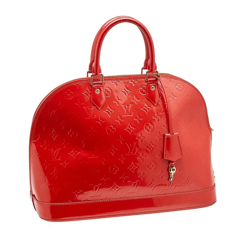 Louis Vuitton Orange Sunset Monogram Vernis Alma GM Bag In Good Condition For Sale In Dubai, Al Qouz 2