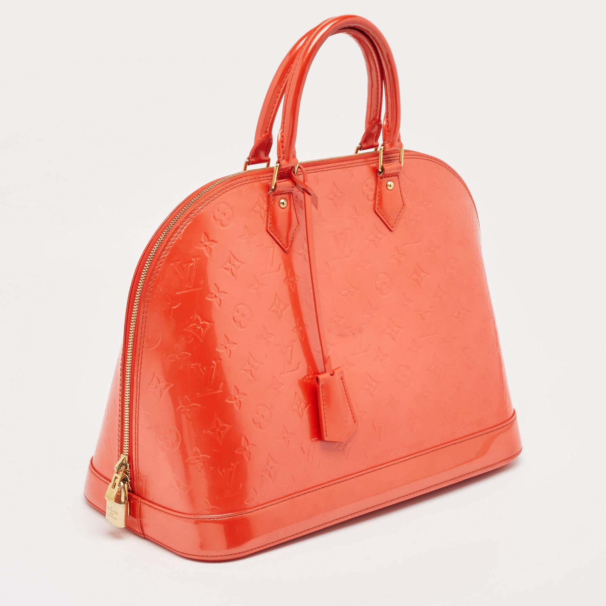 Women's Louis Vuitton Orange Sunset Monogram Vernis Alma GM Bag