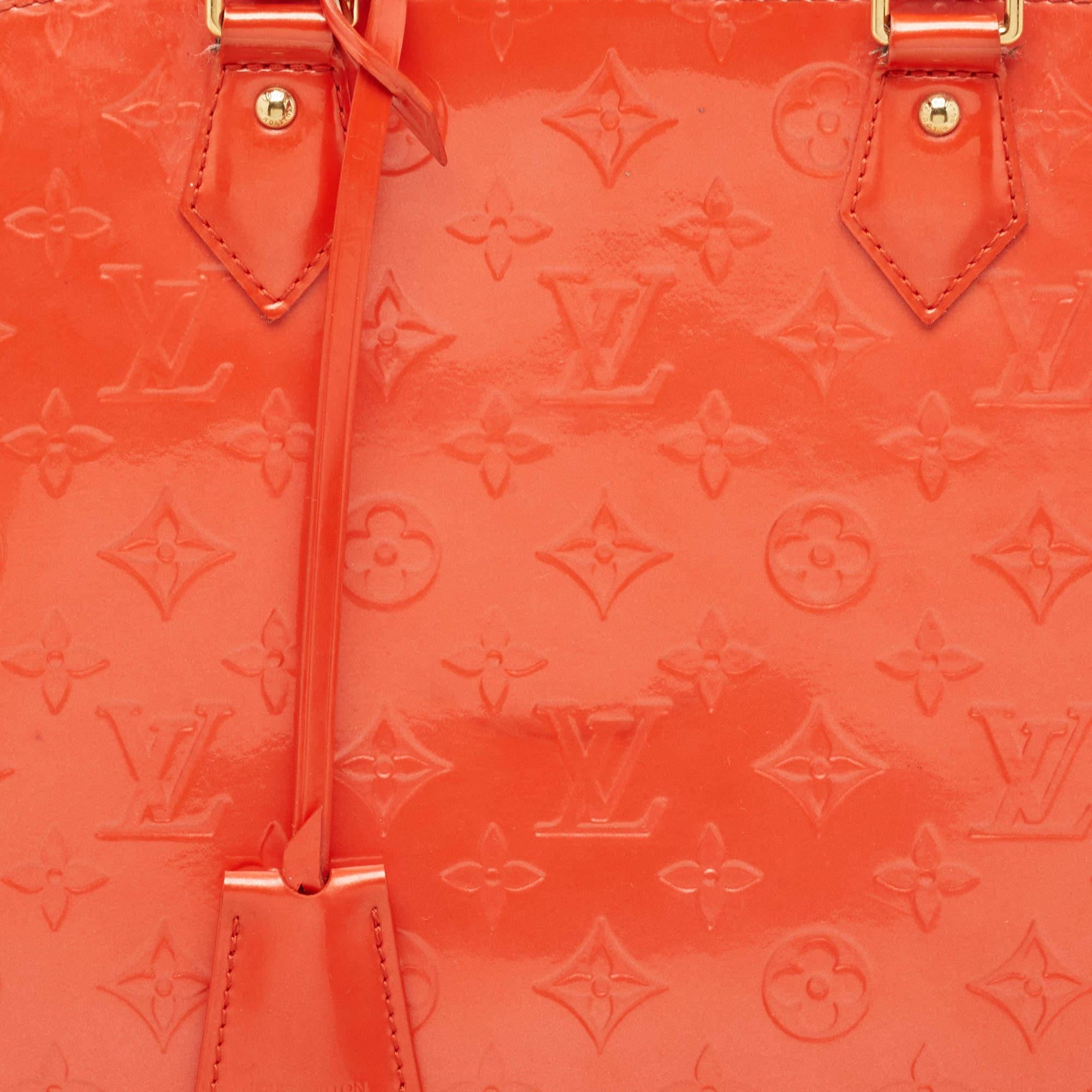 Louis Vuitton Orange Sunset Monogram Vernis Alma GM Bag 4