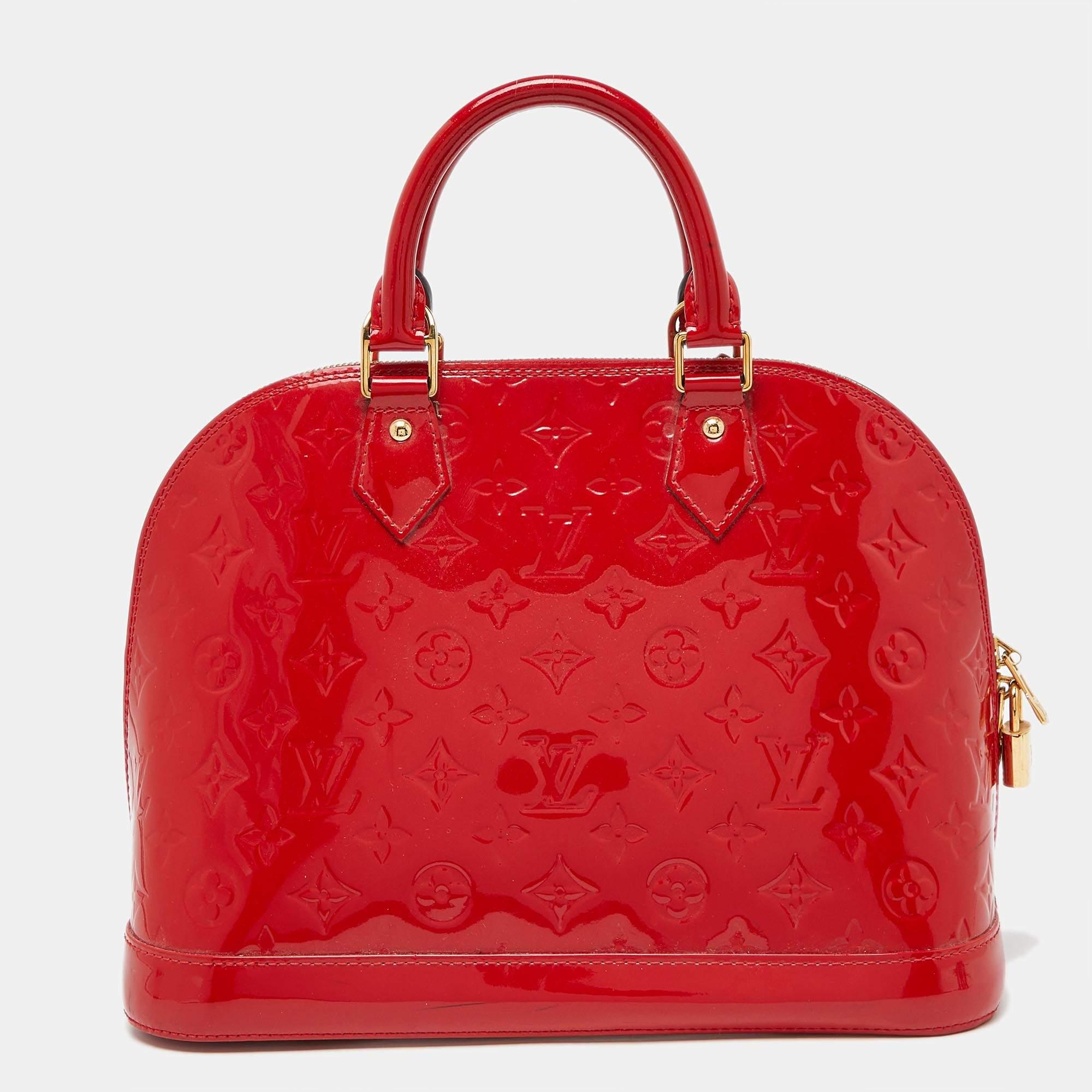 Bolso Louis Vuitton Naranja Puesta de Sol Monograma Vernis Alma PM Rojo en venta