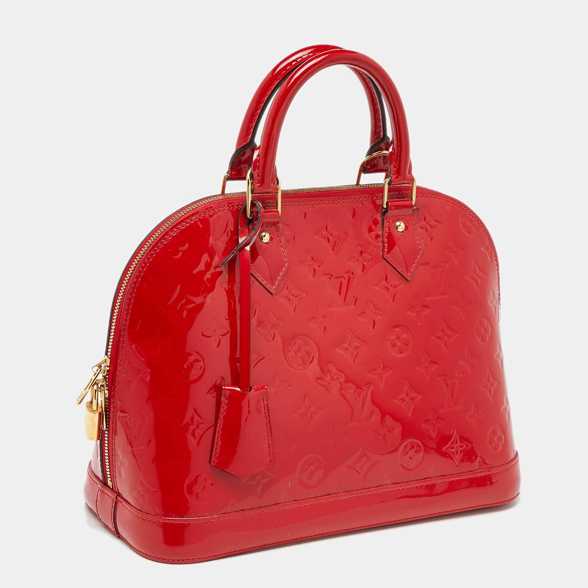 Bolso Louis Vuitton Naranja Puesta de Sol Monograma Vernis Alma PM en venta 4
