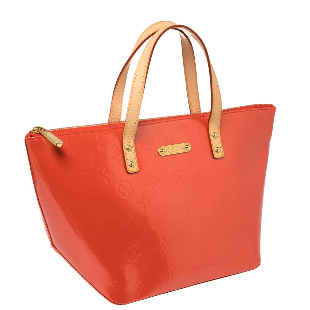 Red Louis Vuitton Orange Sunset Monogram Vernis Bellevue PM Bag