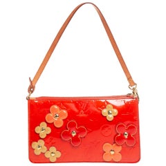 Louis Vuitton - Pochette orange Sunset Monogramme Vernis Lexington Fleurs