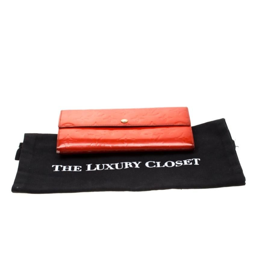 Louis Vuitton Orange Sunset Monogram Vernis Porte Tresor International Wallet 5