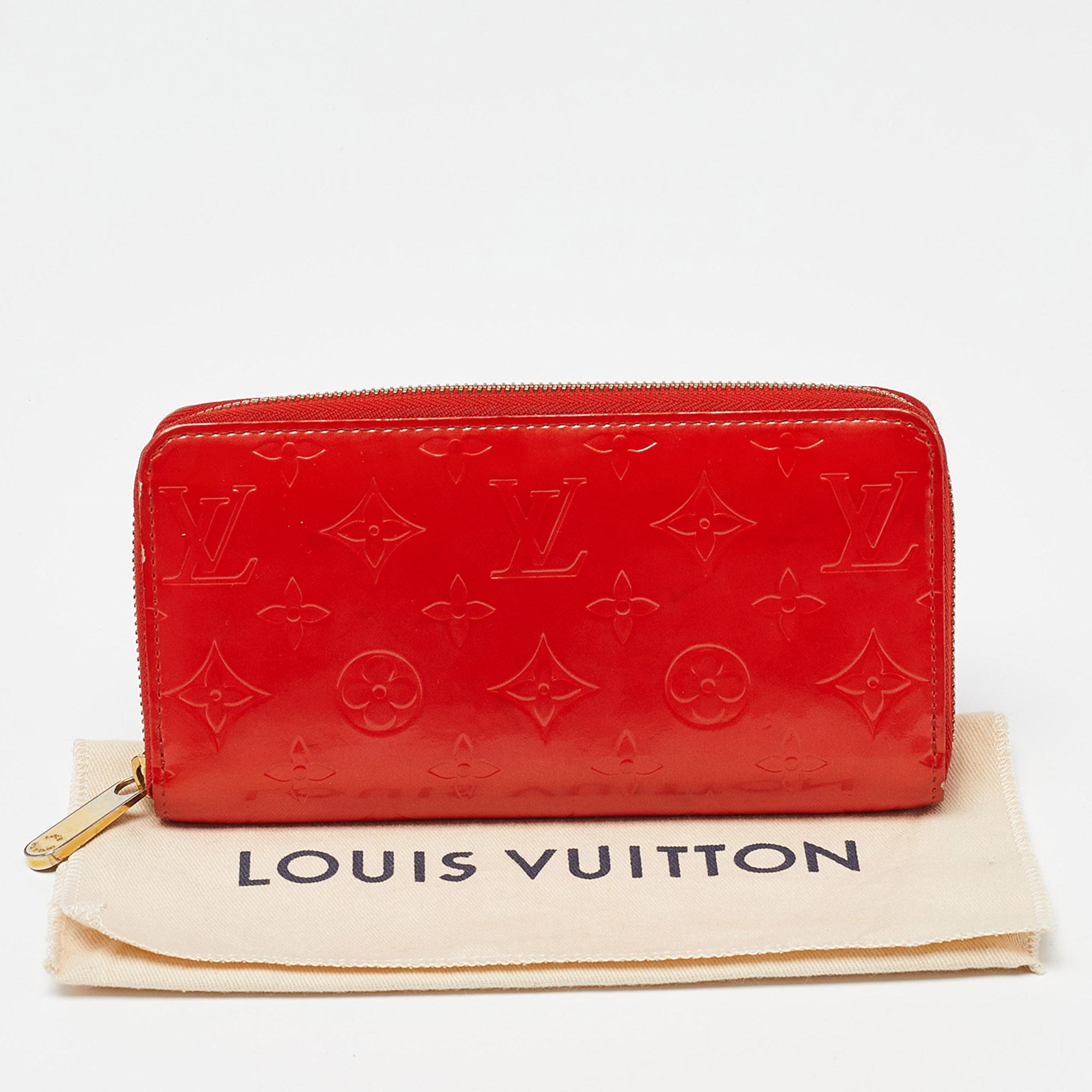 Louis Vuitton Orange Sunset Monogram Vernis Zippy Wallet For Sale 3