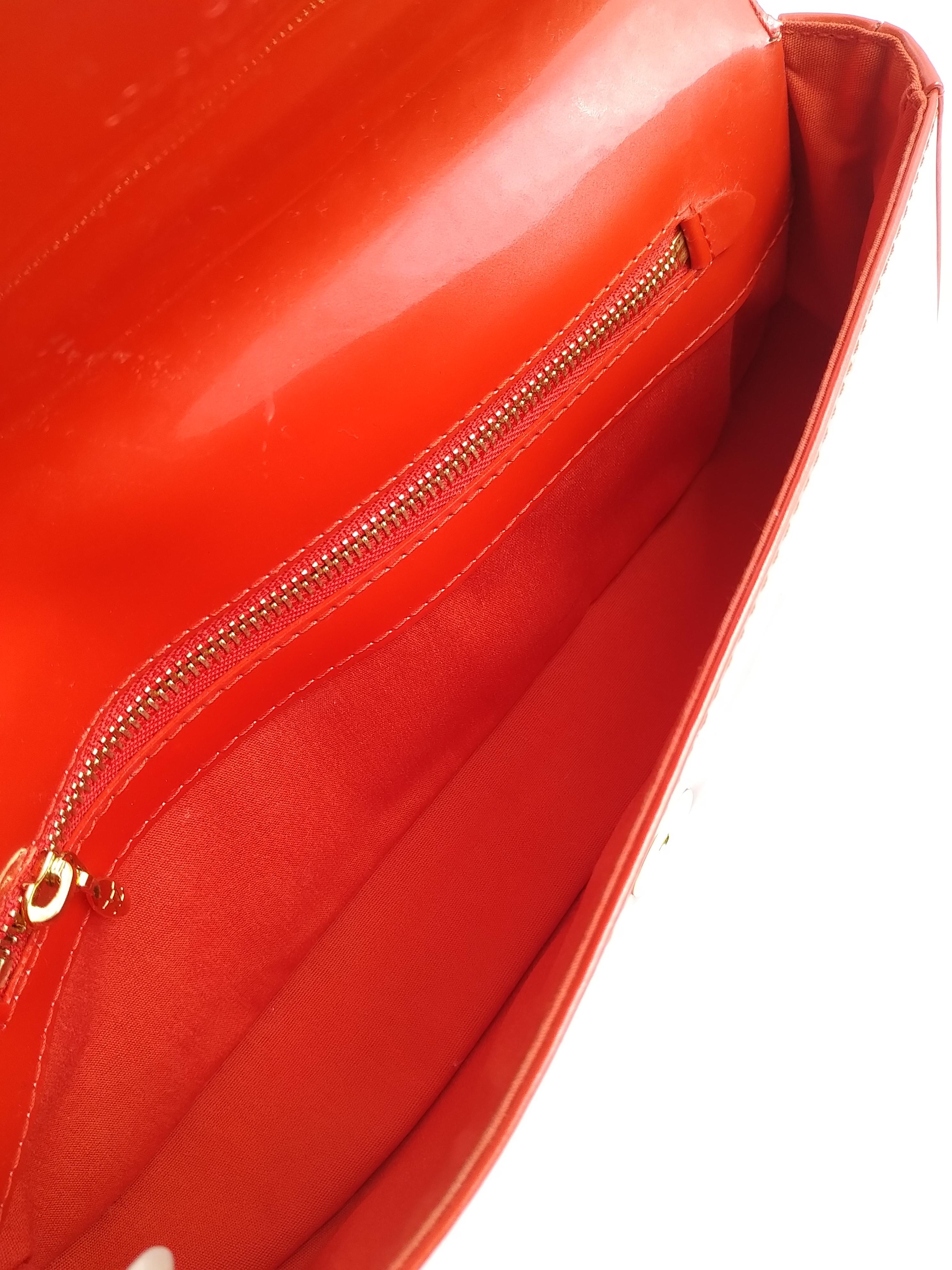 Louis Vuitton Orange Sunset Vernis Pochette Sobe Clutch Bag 1