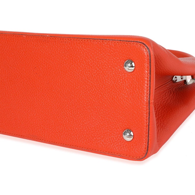 Women's Louis Vuitton Orange Taurillon Leather Capucines MM For Sale