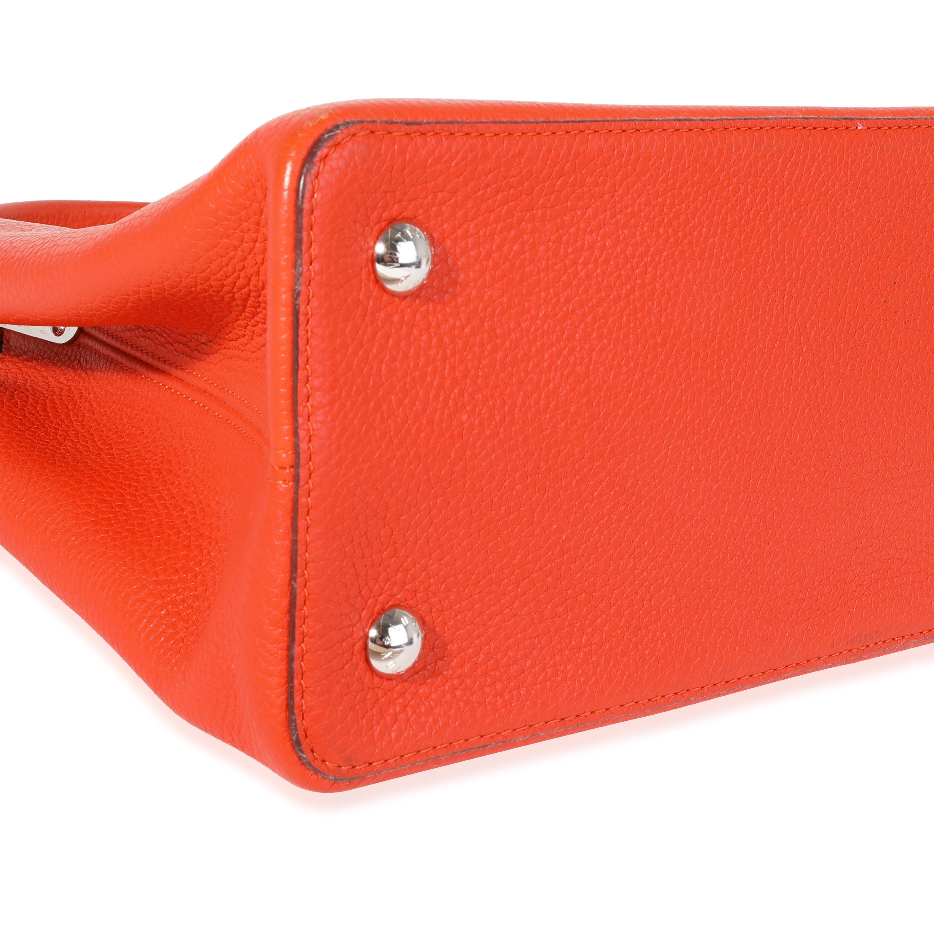 Red Louis Vuitton Orange Taurillon Leather Capucines MM