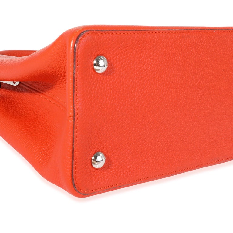 Louis Vuitton Orange Taurillon Leather Capucines MM For Sale 1