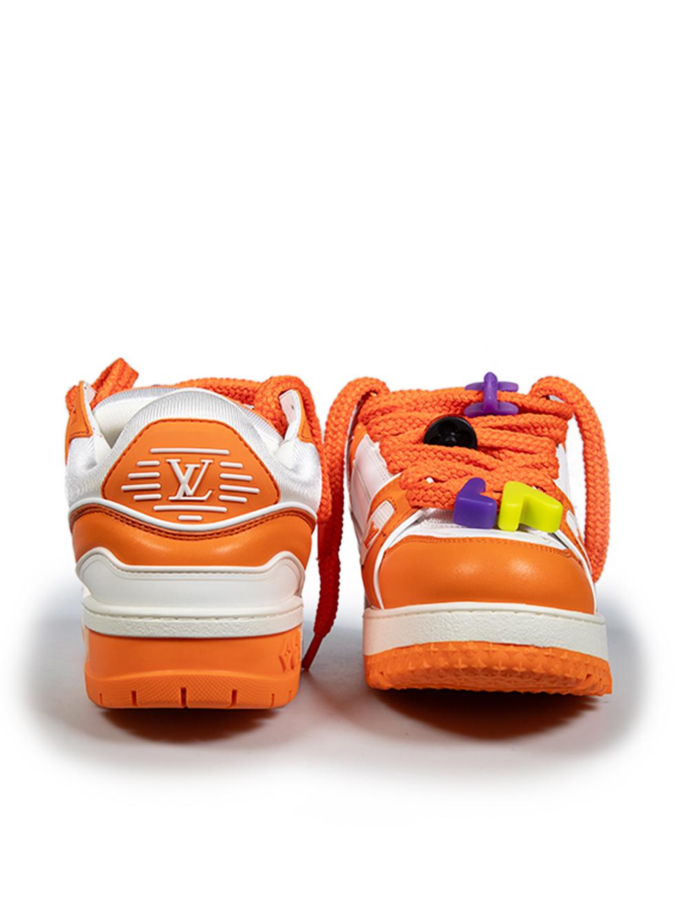 Louis Vuitton Orange & White Leather Maxi Trainers Size IT 40 In Good Condition In London, GB