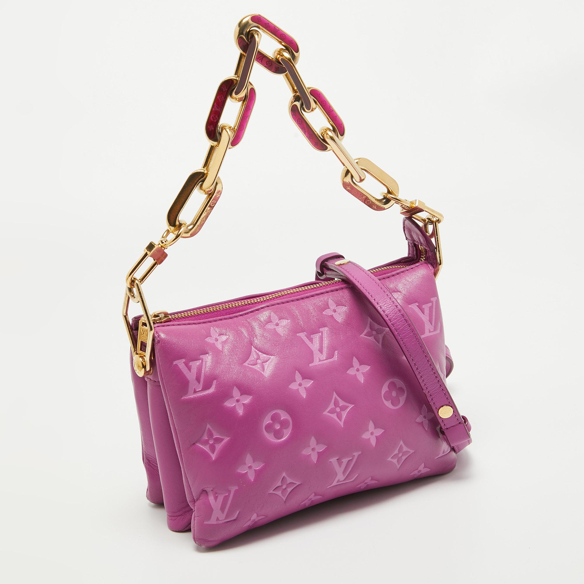 Louis Vuitton Orchid Monogram Embossed Puffy Leather Coussin BB Bag For Sale 15