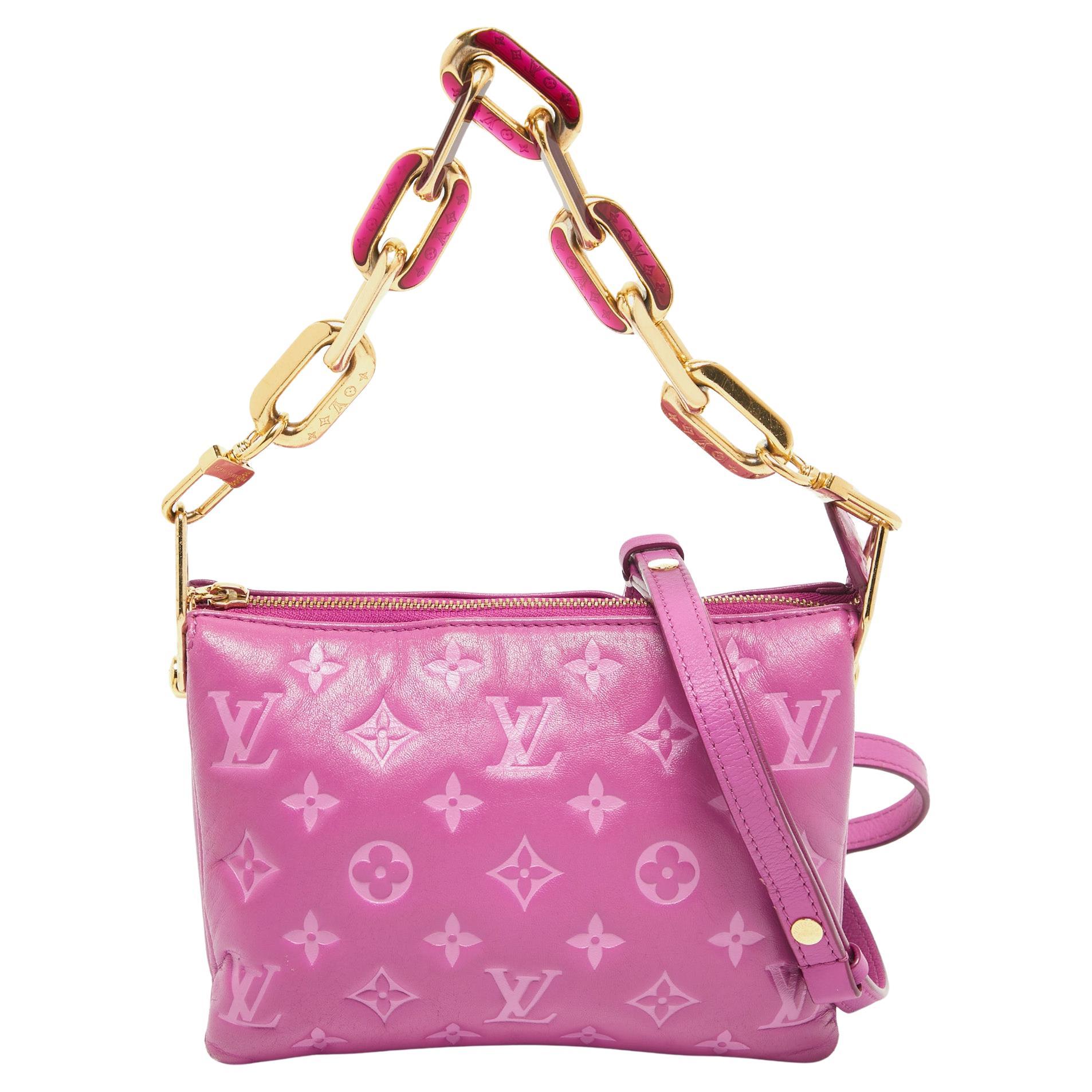 Louis Vuitton Orchid Monogram Embossed Puffy Leather Coussin BB Bag For Sale